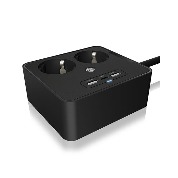 ICY BOX IB-MPS2220B-CH - Power strip - for desk or wall mounting,