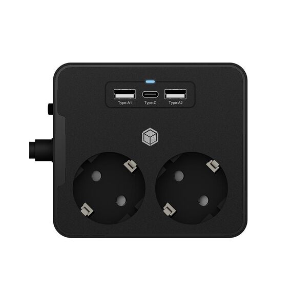 ICY BOX IB-MPS2220B-CH - Power strip - for desk or wall mounting,