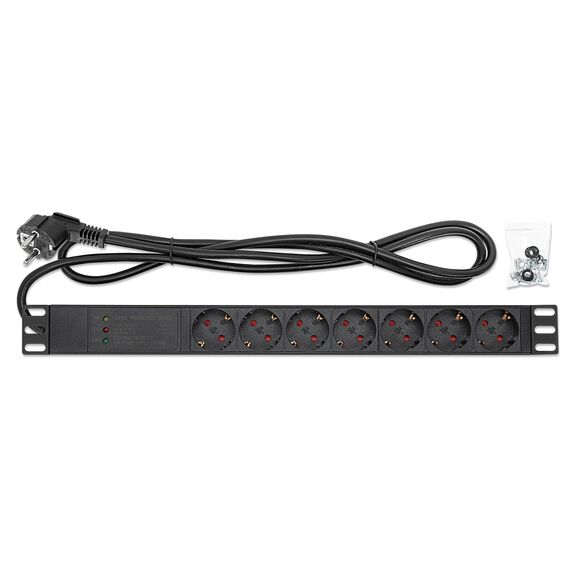 19" 1U Rackmount 7-Way EU 2-pin (CEE 7/3) PDU with Surge | 715140