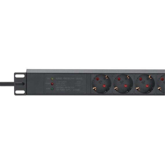 19" 1U Rackmount 7-Way EU 2-pin (CEE 7/3) PDU with Surge | 715140