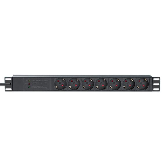 19" 1U Rackmount 7-Way EU 2-pin (CEE 7/3) PDU with Surge | 715140