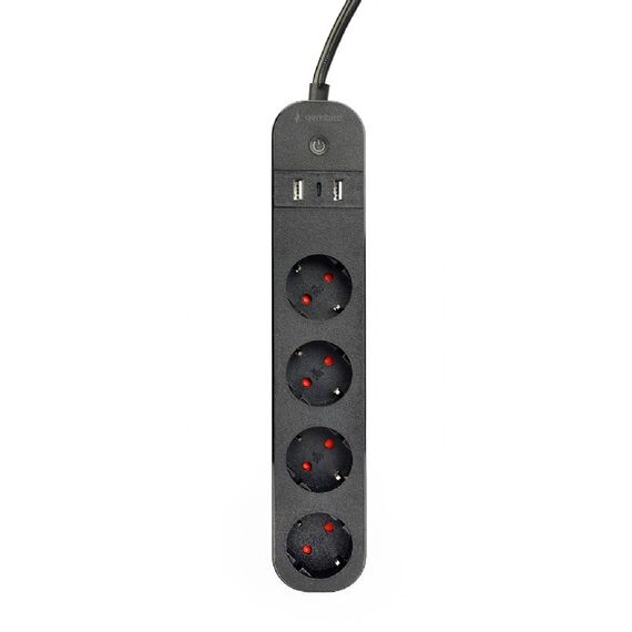 Gembird TSL-PS-S4U-01 - Smart power strip - AC 230 V - 3680 Watt