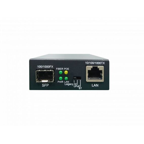 LevelOne  RJ45 to SFP Gigabit Media Converter, 802.3bt 60W PoE PSE