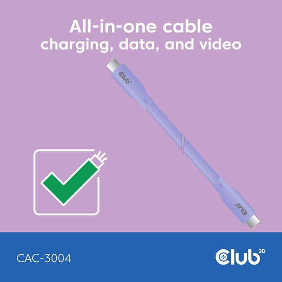 CLUB3D USB C cable purple / 2 m / USB C / USB C / USB4 | CAC-3004
