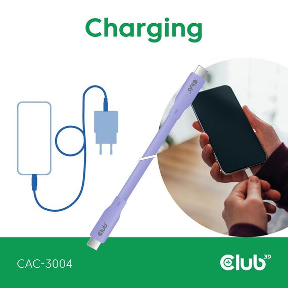 CLUB3D USB C cable purple / 2 m / USB C / USB C / USB4 | CAC-3004