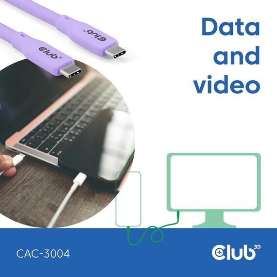 CLUB3D USB C cable purple / 2 m / USB C / USB C / USB4 | CAC-3004