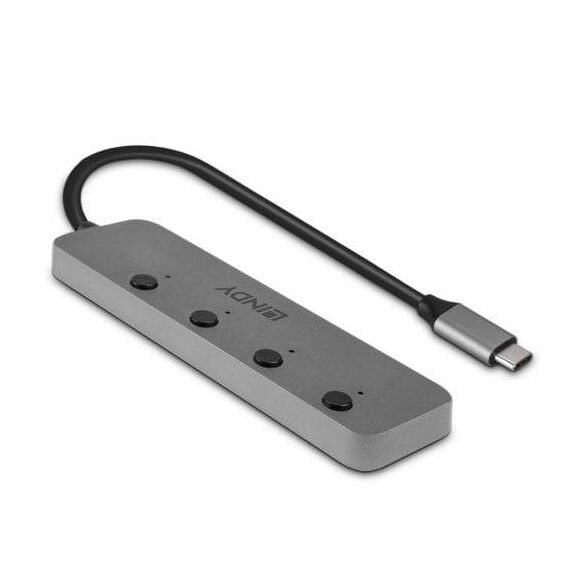 Lindy 4 Port USB 3.2 Type C Hub with On Off Switches 43383