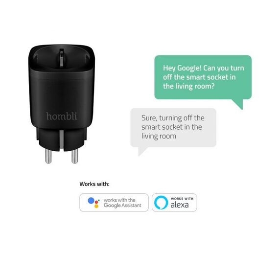 Hombli Smart Socket EU - Black, Wireless, Wi-Fi, Indo | HBSS-0100