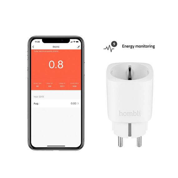 Hombli Smart Socket EU, Wireless, Wi-Fi, Indoor, Whit | HBSS-0109