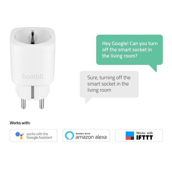 Hombli Smart Socket EU, Wireless, Wi-Fi, Indoor, Whit | HBSS-0109