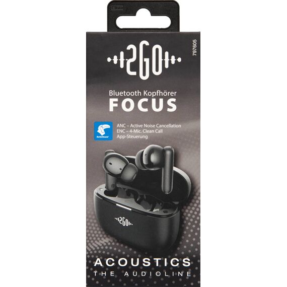 2GO Bluetooth Headset Acoustic Focus True Wireless 797605
