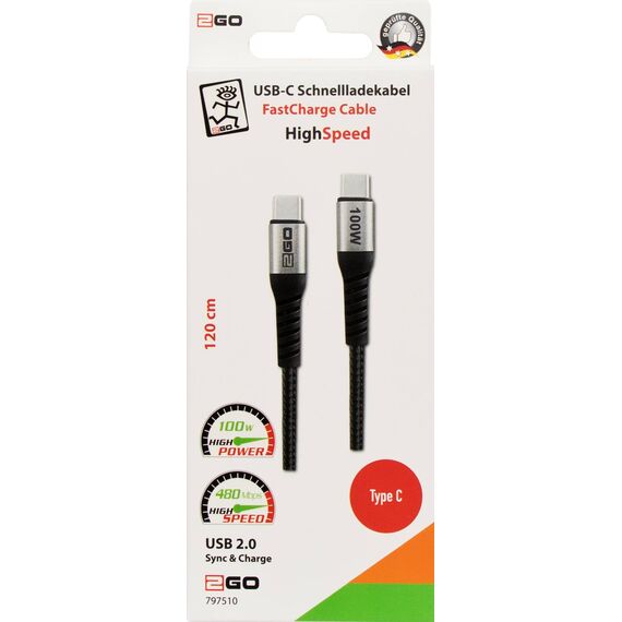 2GO data cable  USBC 100W Thunderbolt 1.2m Digital 797510