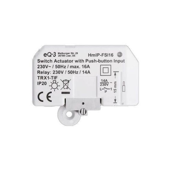 Homematic Switching actuator with pushbutton input (16 A)