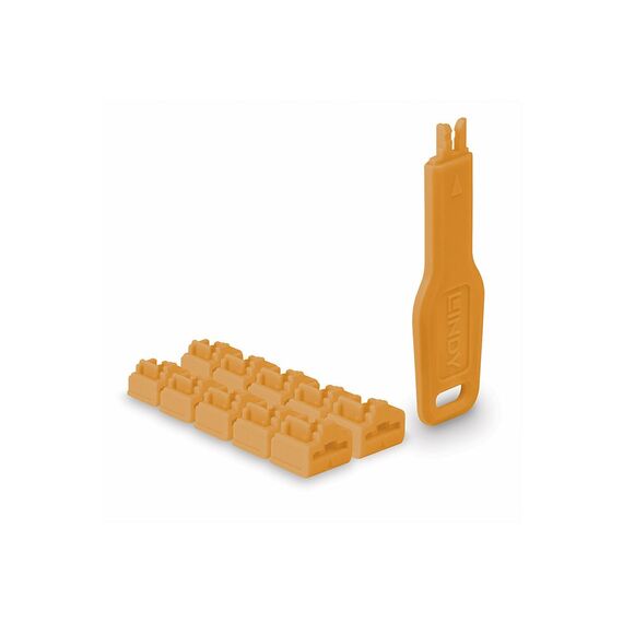 LINDY - LAN port blocker with key - orange | 47897