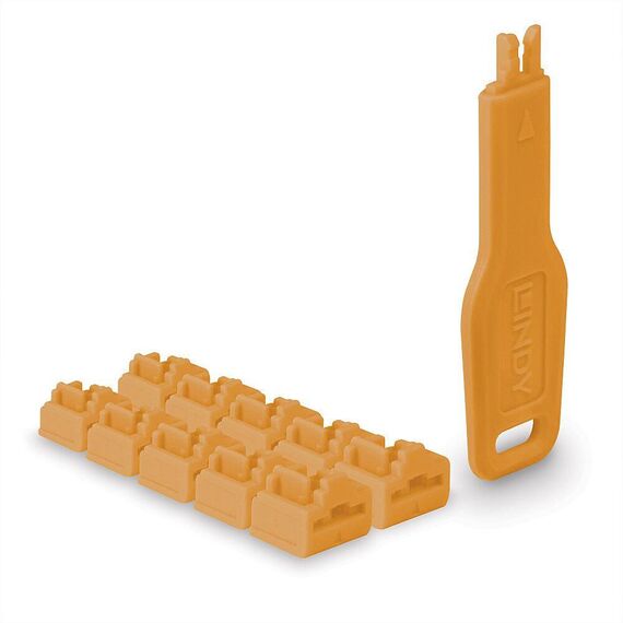 LINDY - LAN port blocker with key - orange | 47897