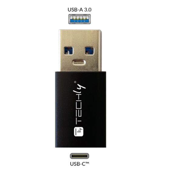 Techly IADAP USB3-AFT / USB A / USB C / Black | IADAP-USB3-AFT