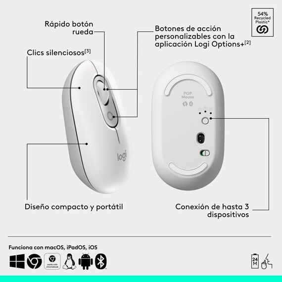 Logitech POP - Mouse - customisable emoji - optical  | 910-007411