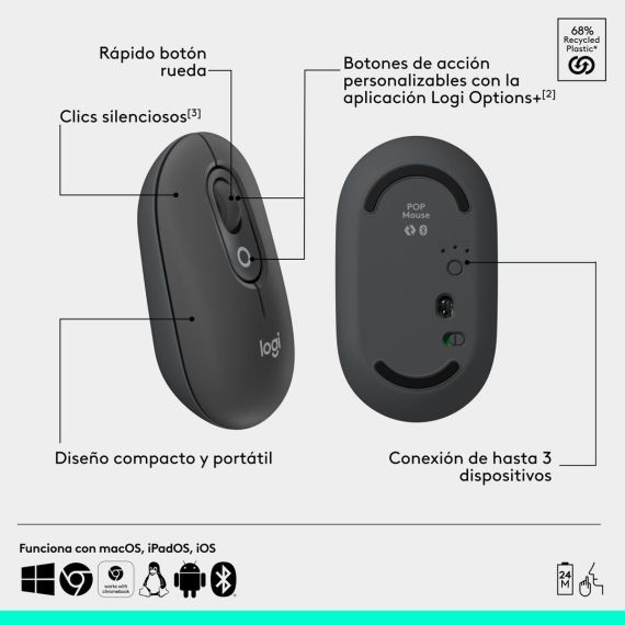 Logitech POP - Mouse - customisable emoji - optical  | 910-007412