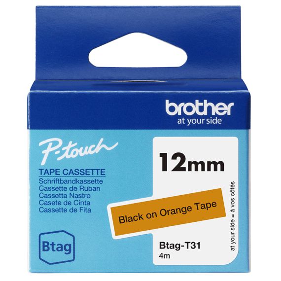Brother BTAG-T31 - Black on orange - Roll (1.2 cm x 4 m | BTAGT31