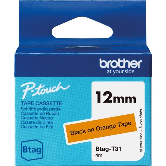 Brother BTAG-T31 - Black on orange - Roll (1.2 cm x 4 m | BTAGT31