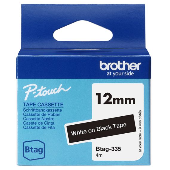 Brother BTAG-335 - White on black - Roll (1.2 cm x 4 m) | BTAG335