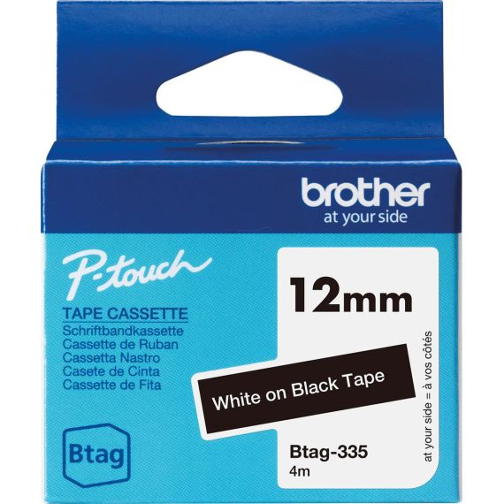 Brother BTAG-335 - White on black - Roll (1.2 cm x 4 m) | BTAG335