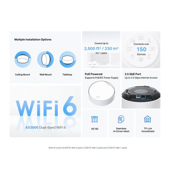 TP-Link Deco X50-PoE V1 - Wi-Fi system - ( | DECO X50-POE(3-PACK)