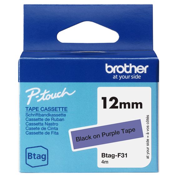 Brother BTAG-F31 - Black on purple - Roll (1.2 cm x 4 m | BTAGF31
