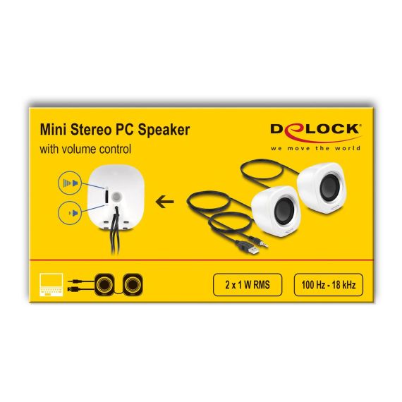 DeLOCK Mini Stereo PC Speaker with 3.5 mm stereo jack mal | 27008