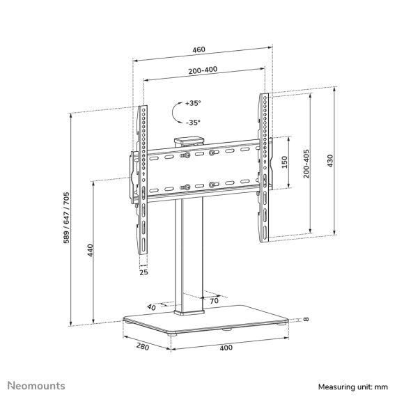 Neomounts DS45-430BL14 - Stand - for TV - steel - black - screen