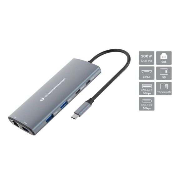 Conceptronic DONN06G 10-in-1 USB 3.2 Gen 1 Docking Station