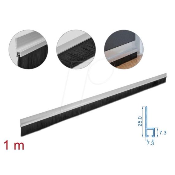 DeLOCK Brush strip 40 mm with aluminium profile straight  | 66651