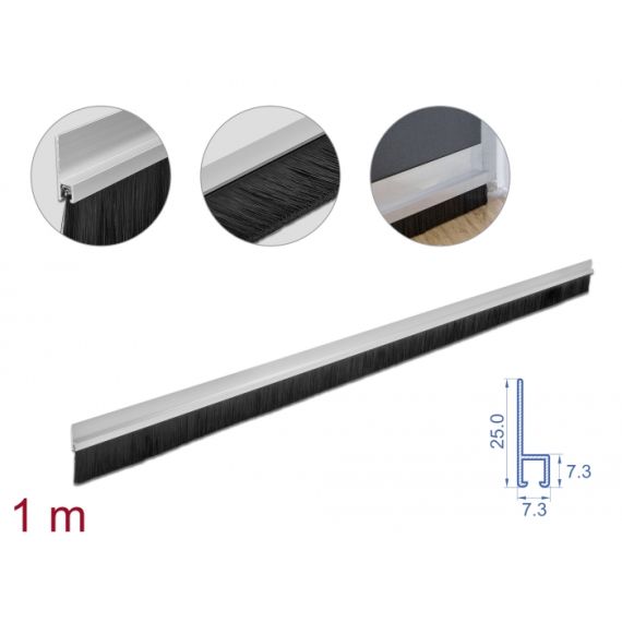 DeLOCK Brush strip 40 mm with aluminium profile straight  | 66651