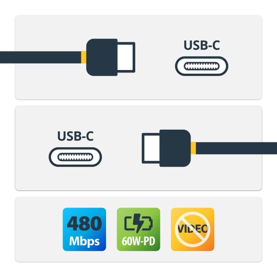 StarTech.com 2m (6.6ft) White USB-C Charging Cabl | USB2CC2MNCWHE