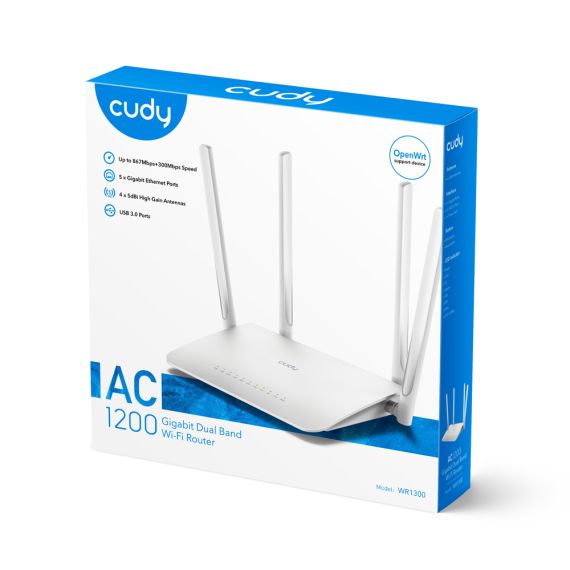 Cudy WR1300, Wi-Fi 5 (802.11ac), Dual-band (2.4 GHz / 5 GHz), Eth