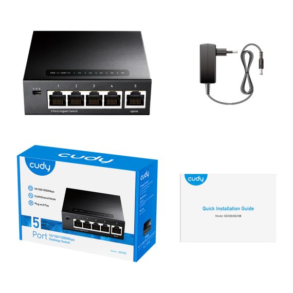 Cudy GS105 / Gigabit Ethernet (10/100/1000) / 5 / Full duplex / 1