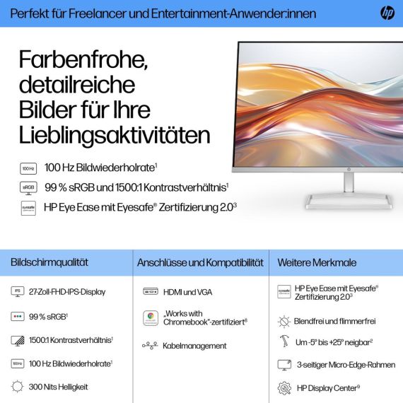 HP 527sf - 5 Series - LED monitor - 27" - 1920 x 10 | 94F44E9#ABB