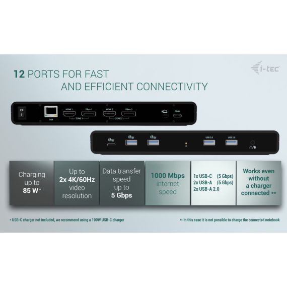 i-tec Universal Dual 4K Display Docking Station  | CADUA4KDOCKPDB