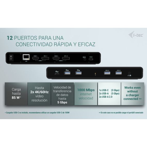i-tec Universal Dual 4K Display Docking Station  | CADUA4KDOCKPDB