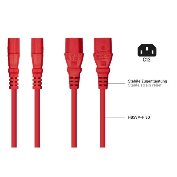 Kabelmeister SK1430-R010 / 1 m / IEC C14 / IEC C13 / H05VV-F3G /