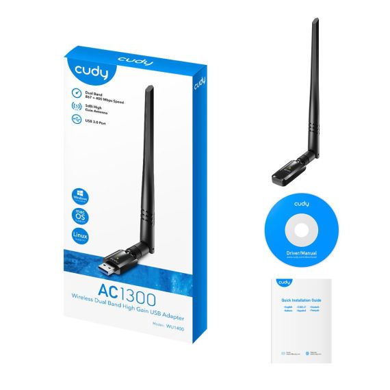 Cudy WU1400 / Wireless / USB / WLAN / 867 Mbit/s / Wi-Fi 5 (802.1