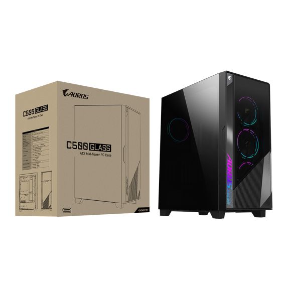 Gigabyte GB-AC500G ST, Midi Tower, PC, Black, ATX, EATX, micro AT