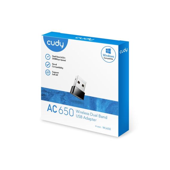 Cudy WU650 / Wireless / USB / WLAN / 433 Mbit/s / Wi-Fi 5 (802.11