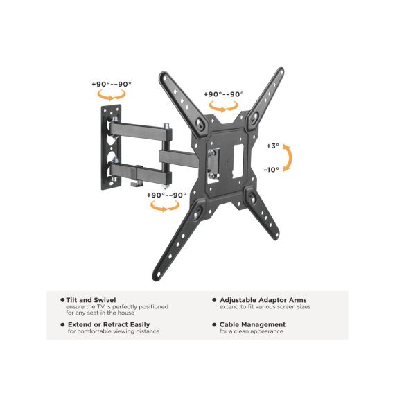 Equip 23"-55" Full Motion TV Wall Mount Bracket, 100 x 1 | 650412