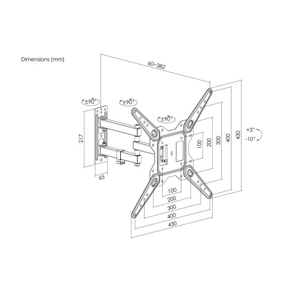 Equip 23"-55" Full Motion TV Wall Mount Bracket, 100 x 1 | 650413