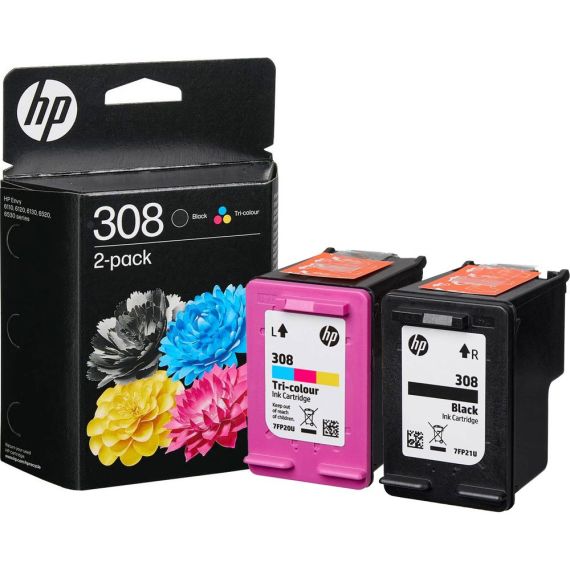 HP 308 - 2-pack - black, yellow, cyan, magenta - origin | 6L6S6UE