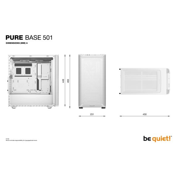 be quiet! PURE BASE 501 Airflow White, Midi Tower, PC, Wh | BG075
