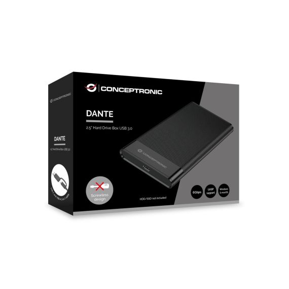 Conceptronic DANTE06B 2.5" Hard Drive Box USB 3.0, HDD/SSD enclos