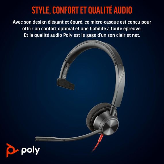Poly Blackwire 3310-M - Blackwire 3300 series - headset | 760Q7AA