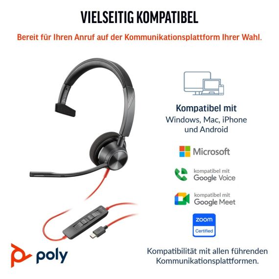 Poly Blackwire 3310-M - Blackwire 3300 series - headset | 760Q7AA